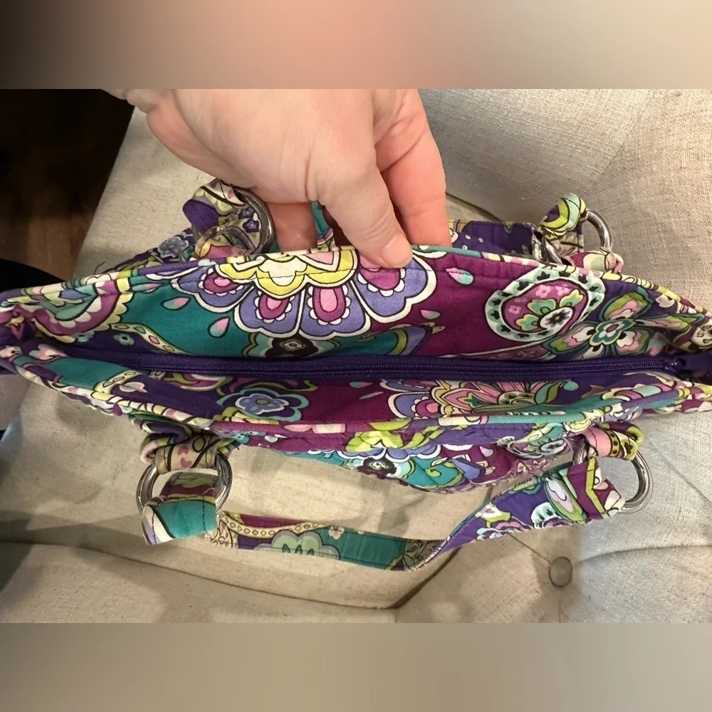 Vera Bradley Glenna Satchel Purse Bag “Heather” Colorful Floral Paisley Pockets